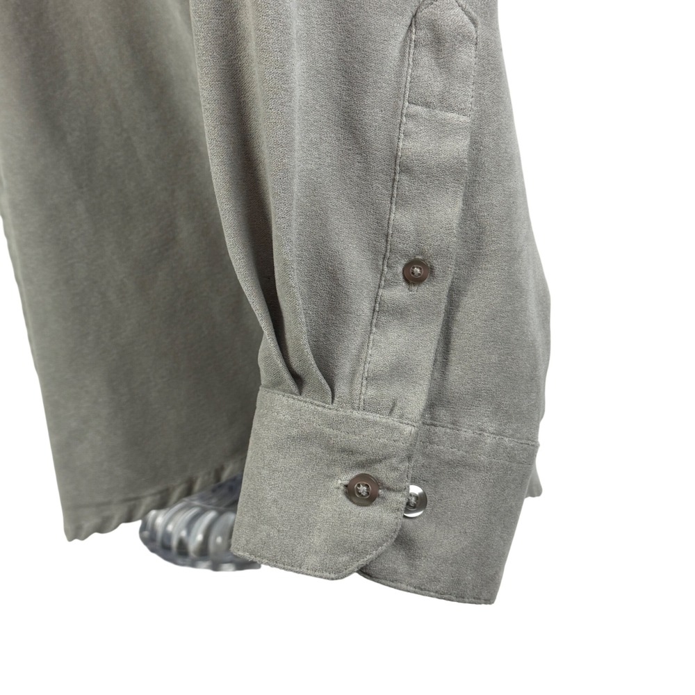 Van Heusen Soft Suede Shirt Men's XL 17-17.5 Grey Long Sleeve Button Down Shirt - Picture 4 of 8